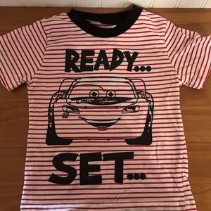 Red and White Striped Cars Lightning McQueen T-Shirt